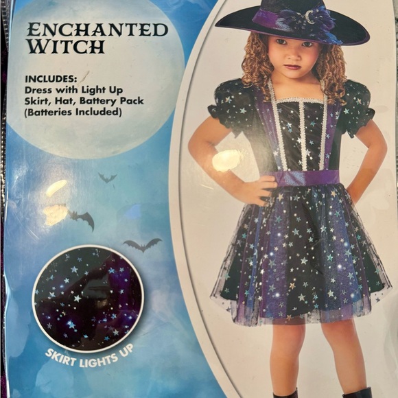 Enchanted Witch Costume 3-4T With Cape , Wand and Coulderon Basket - Picture 2 of 6